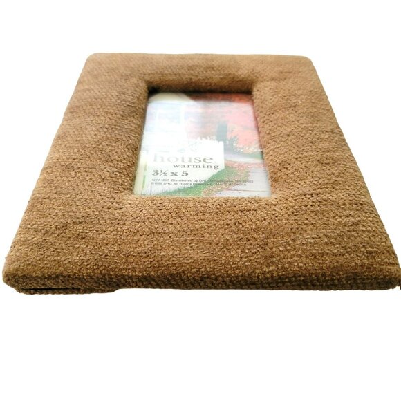 Plush Fabric Photo Frame House Warming 3.5" x 5" Picture Brown DH921 - Picture 3 of 5